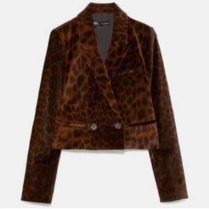 Zara Brown Leopard Print Blazer
